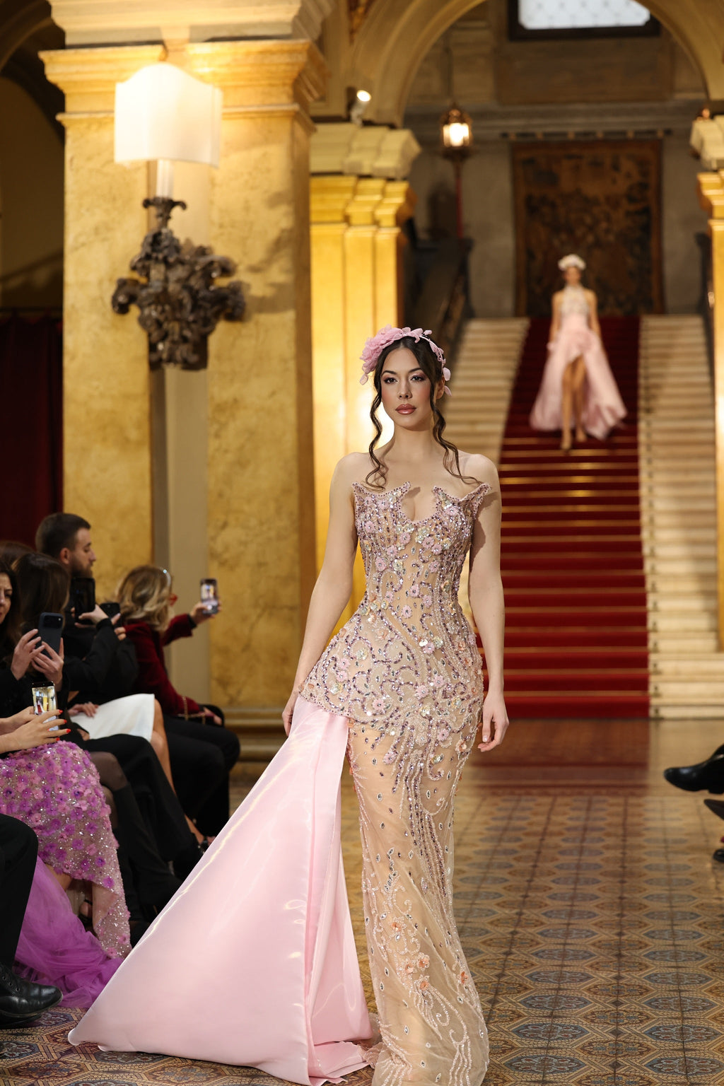 Rosália - Crystal Embellished Gown with Satin Side Train
