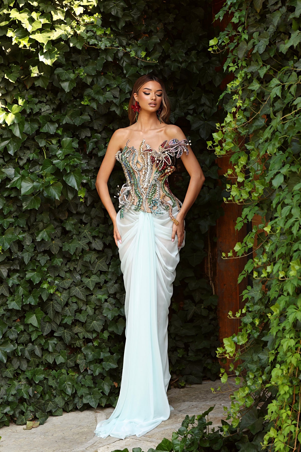 Maryam - Strapless Crystal Embellished Corset Gown