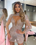 High Neck Short Embellished Dress