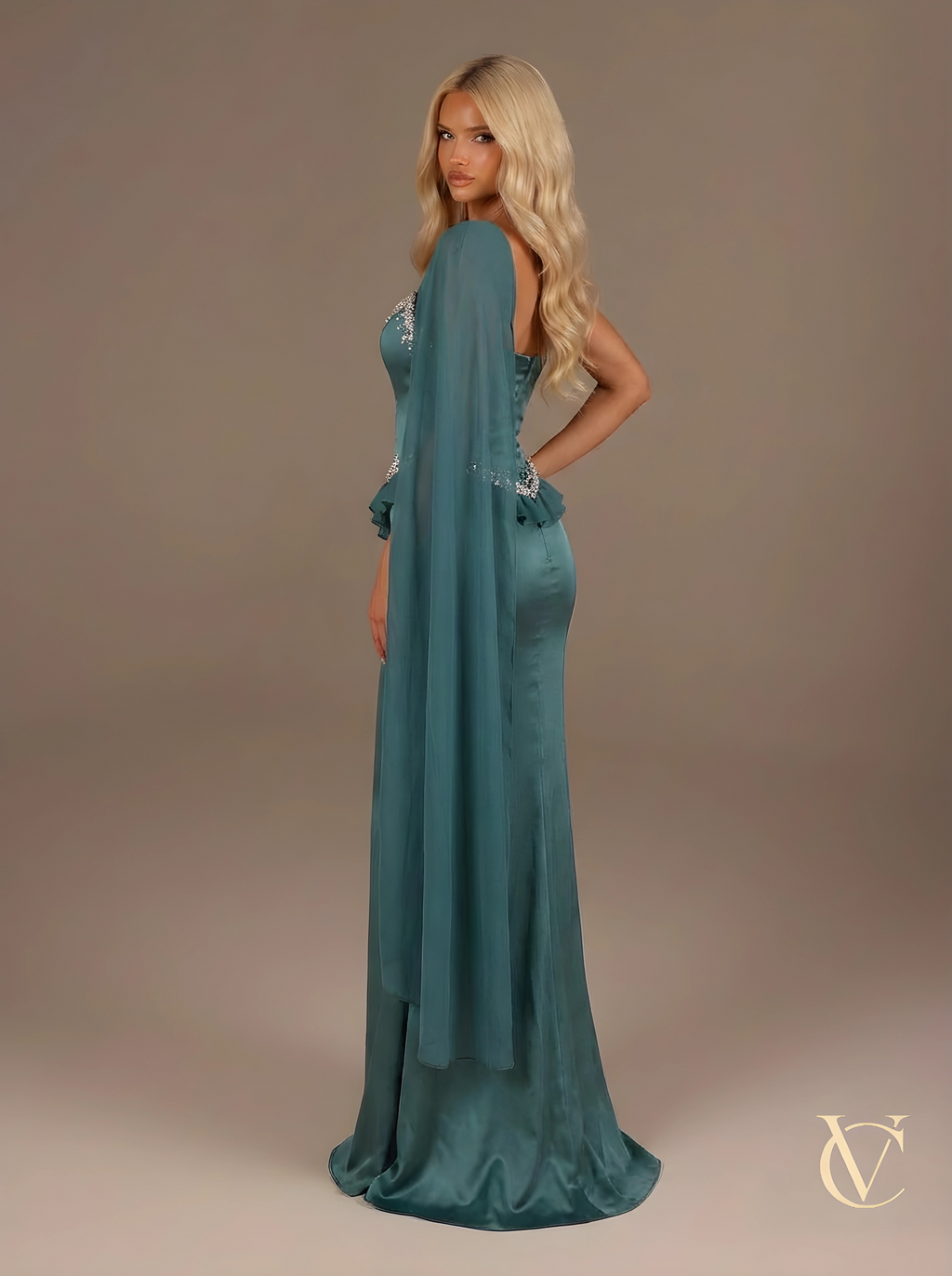 Emerald Satin Corset Gown