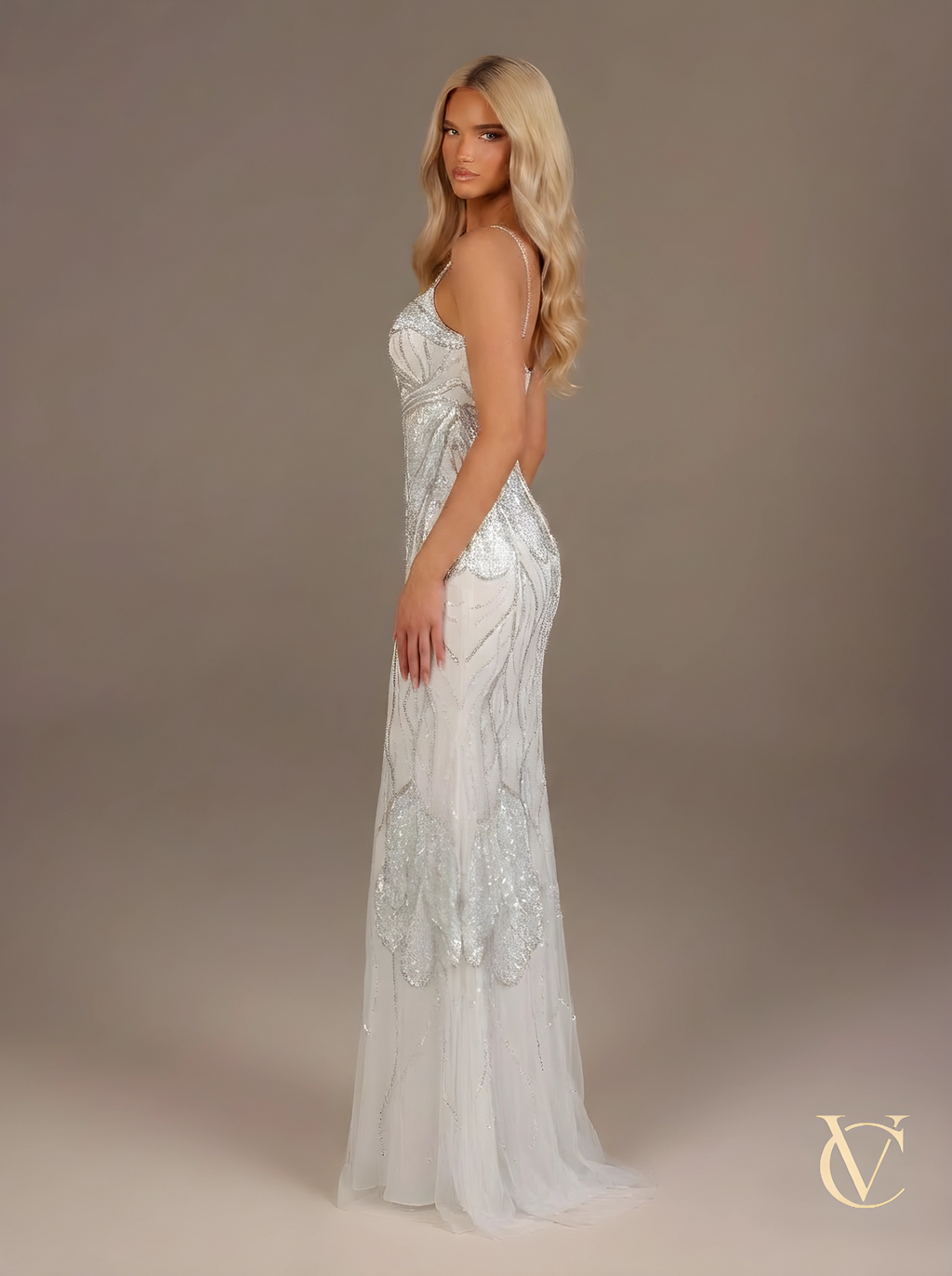 Crystal Mesh Evening Gown