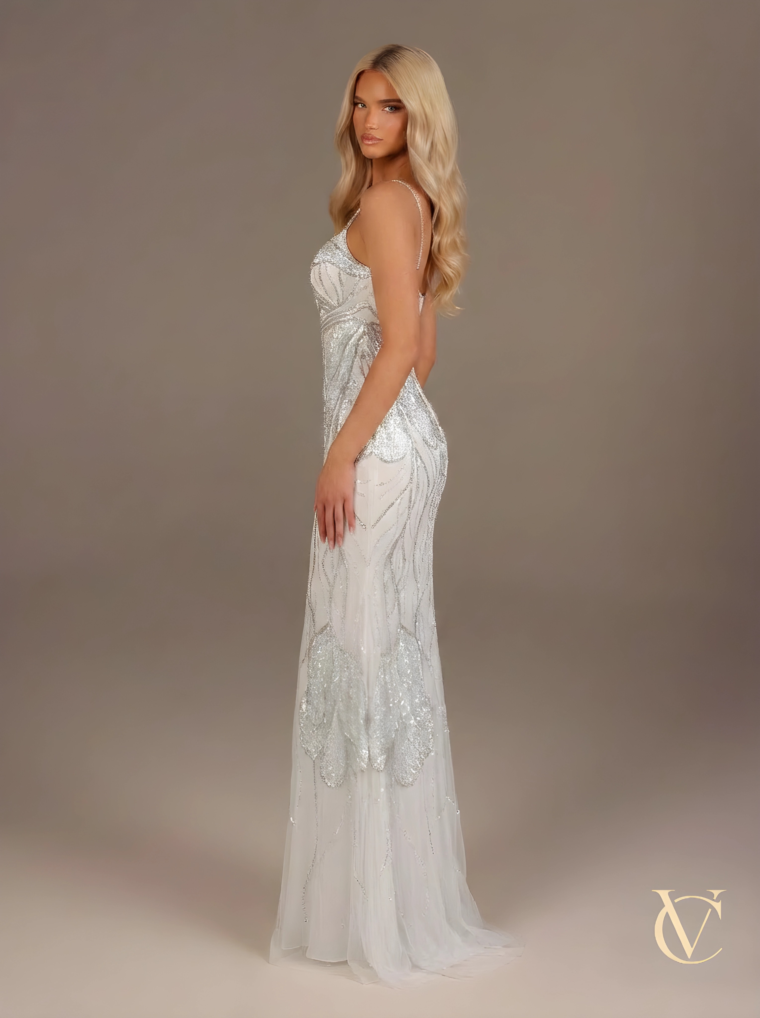 Crystal Mesh Evening Gown