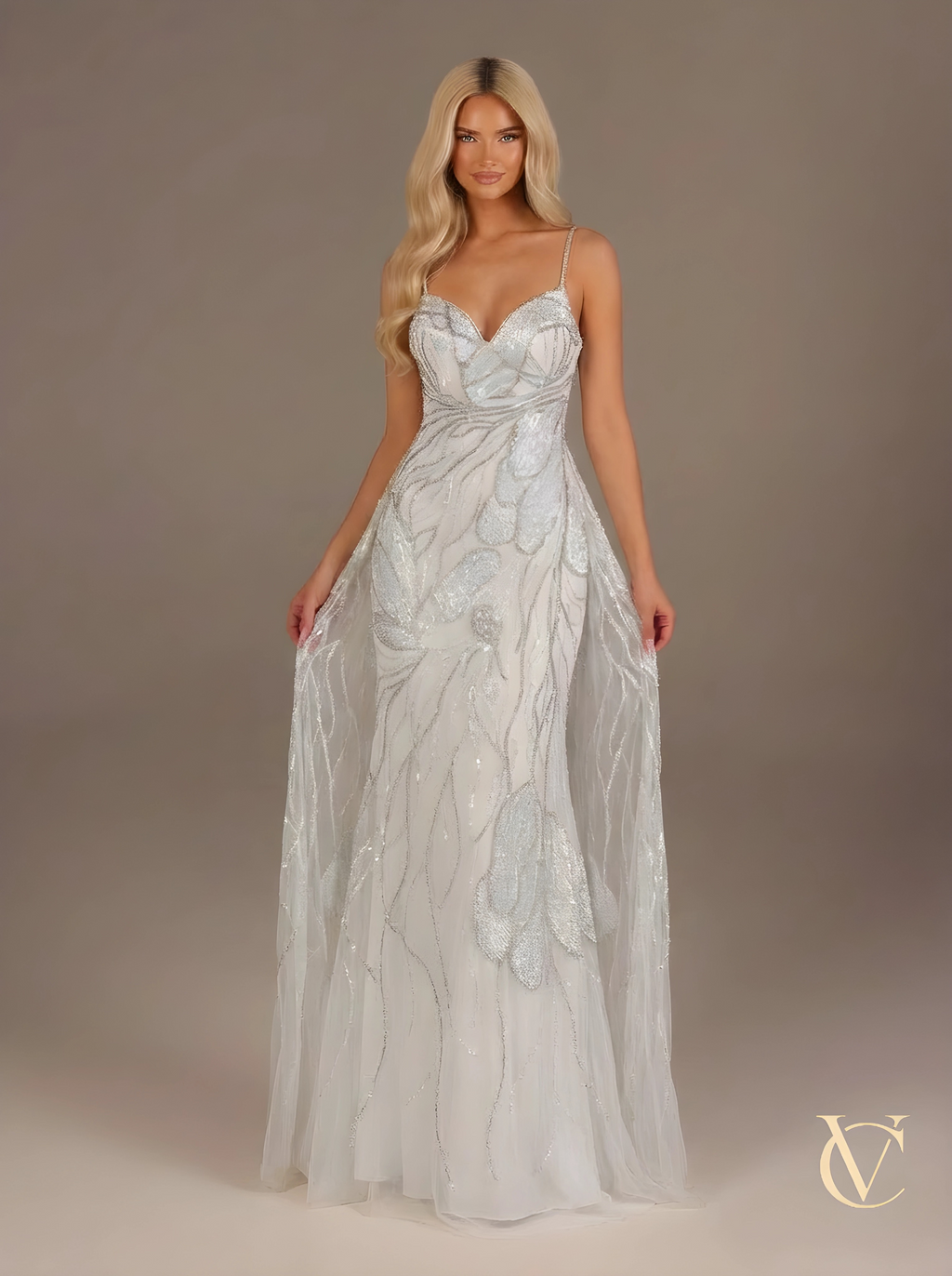 Crystal Mesh Evening Gown