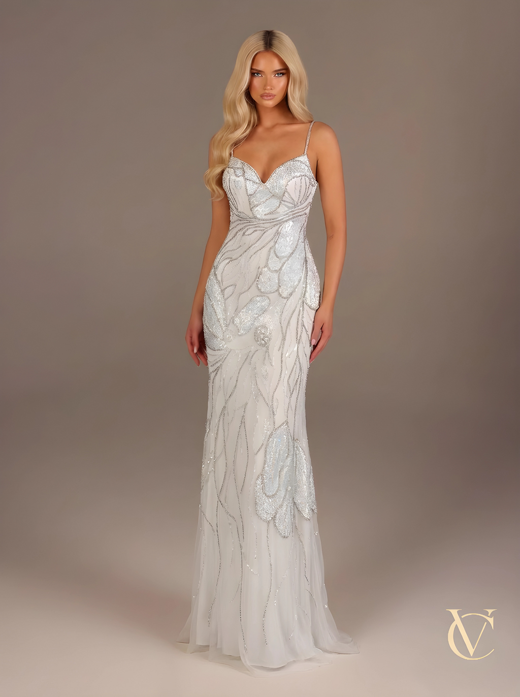 Crystal Mesh Evening Gown