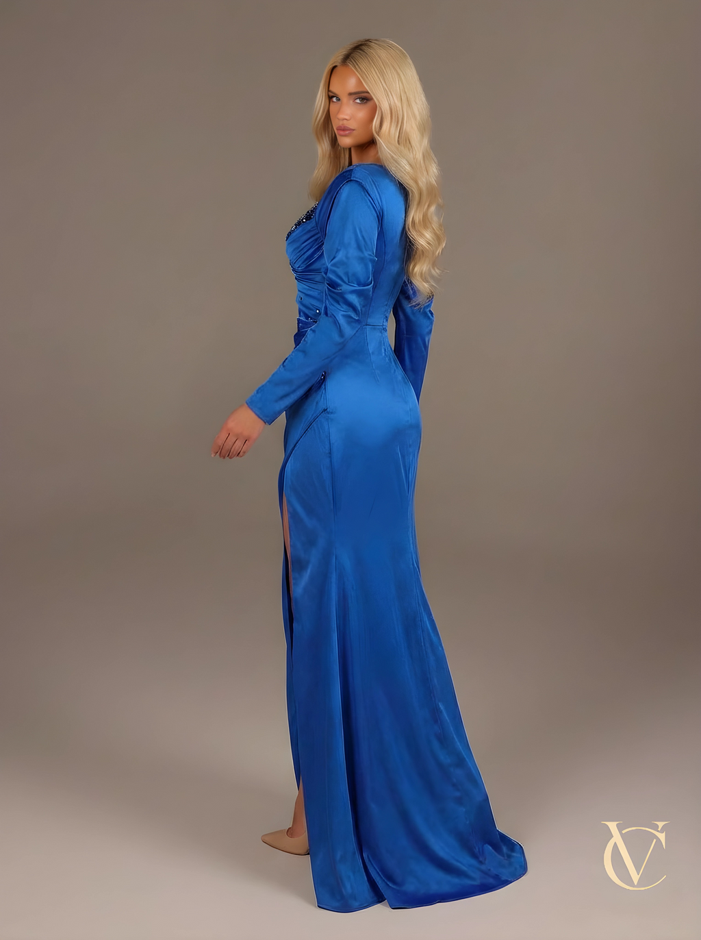 Royal Blue Satin Gown