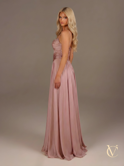 Pink satin evening gown | Luxury couture dress | Vellure Couture Northampton
