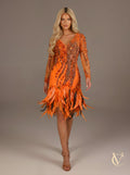 Amber Feather Evening Gown