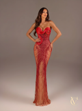 Ruby Mesh Evening Dress