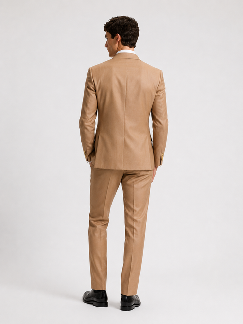 Camel two-piece blazer suit | Luxury tailored menswear | Vellure Couture Northampton
