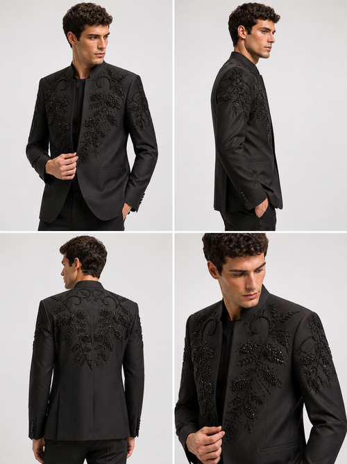 Black Couture Embellished Suit