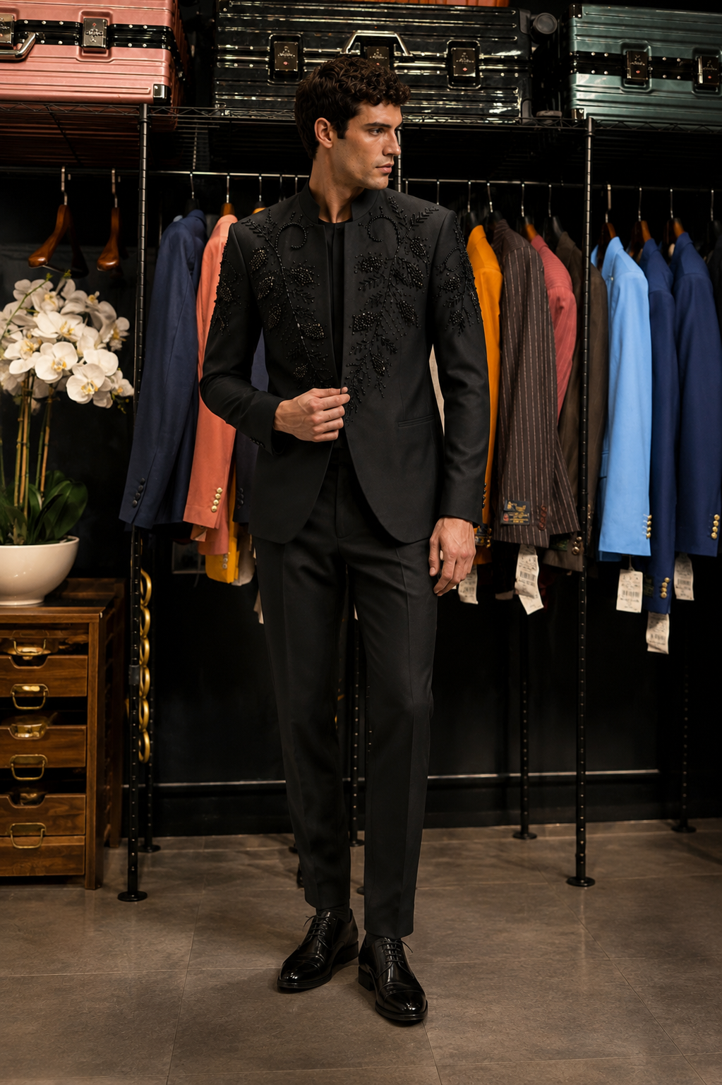 Black Couture Embellished Suit