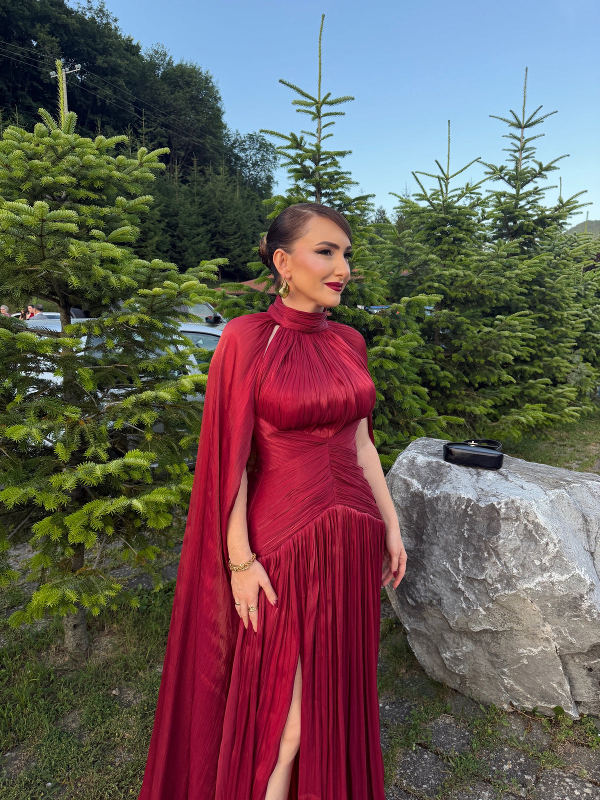 Loreta - High Neck Cape Gown