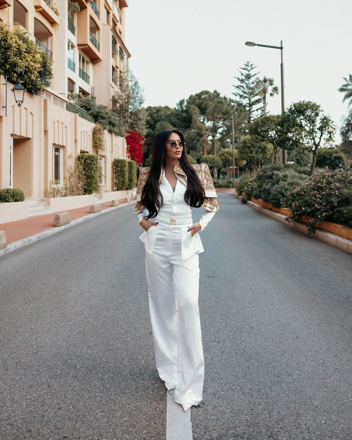 White Suit with Gold Accents