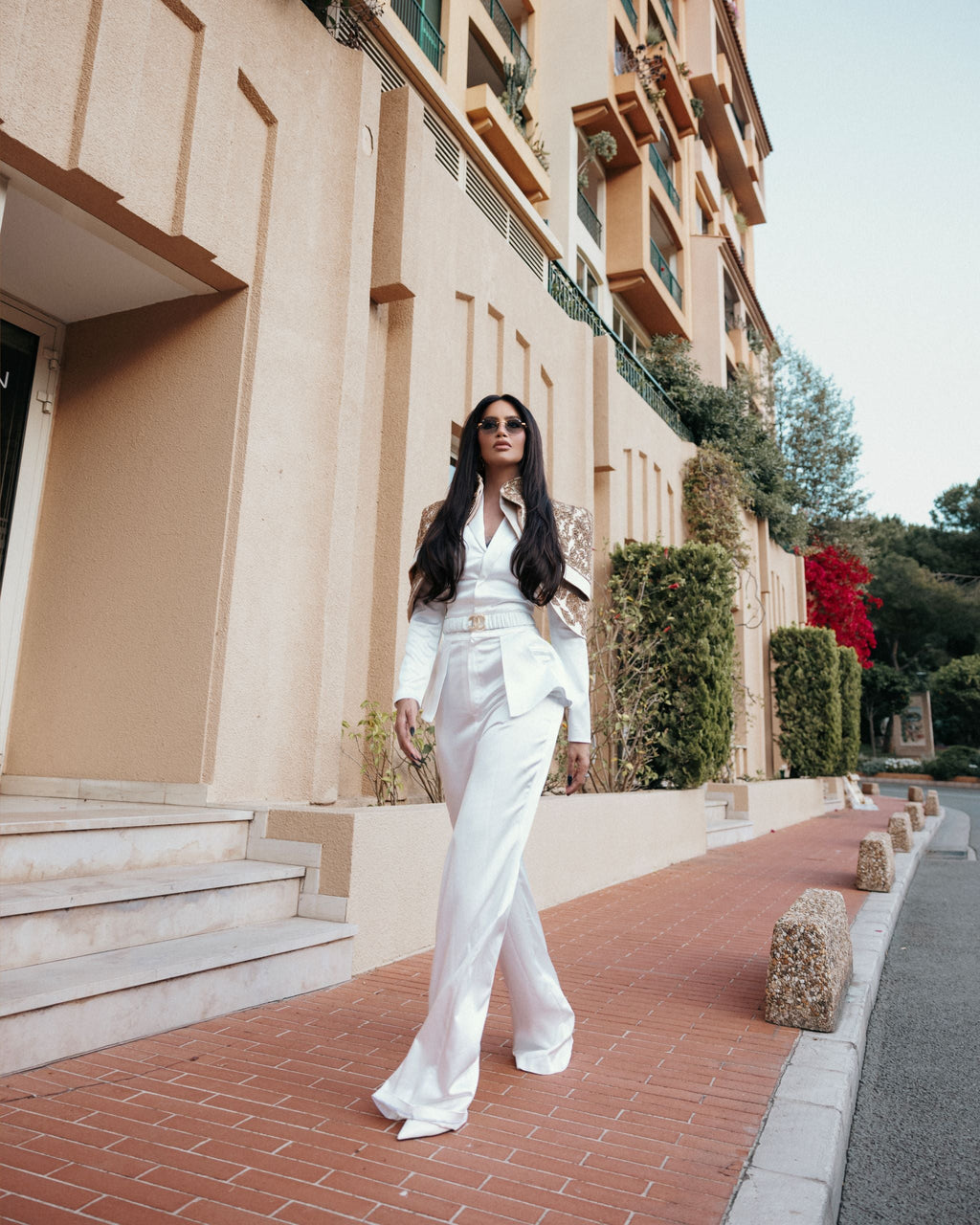 White Suit with Gold Accents