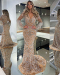 Long Silver Fringe Evening Dress