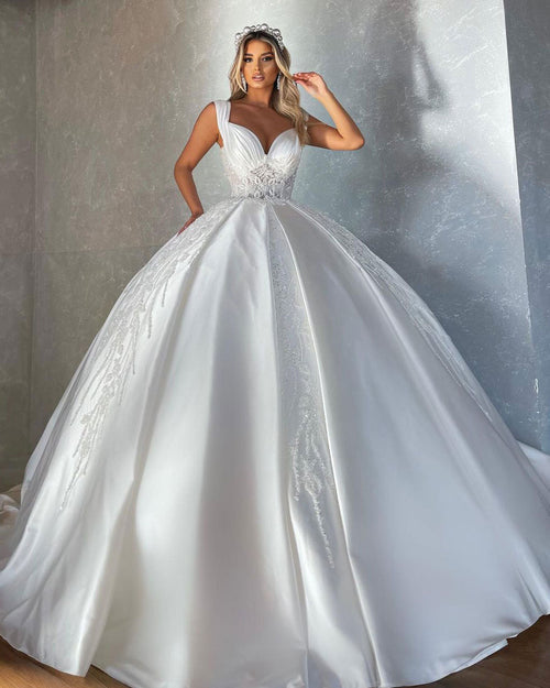 Crystal Mermaid Gown with Cathedral Train - Vellure Couture