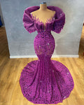 Mermaid Embellished Purple Gown