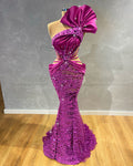 One Shoulder Waist Cut-Out Purple Dress