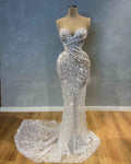 Strapless Embellished Trumpet Wedding Gown