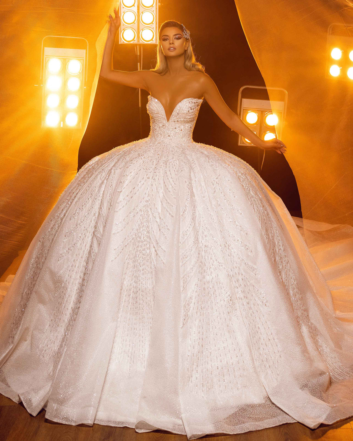 Strapless White Ball Gown
