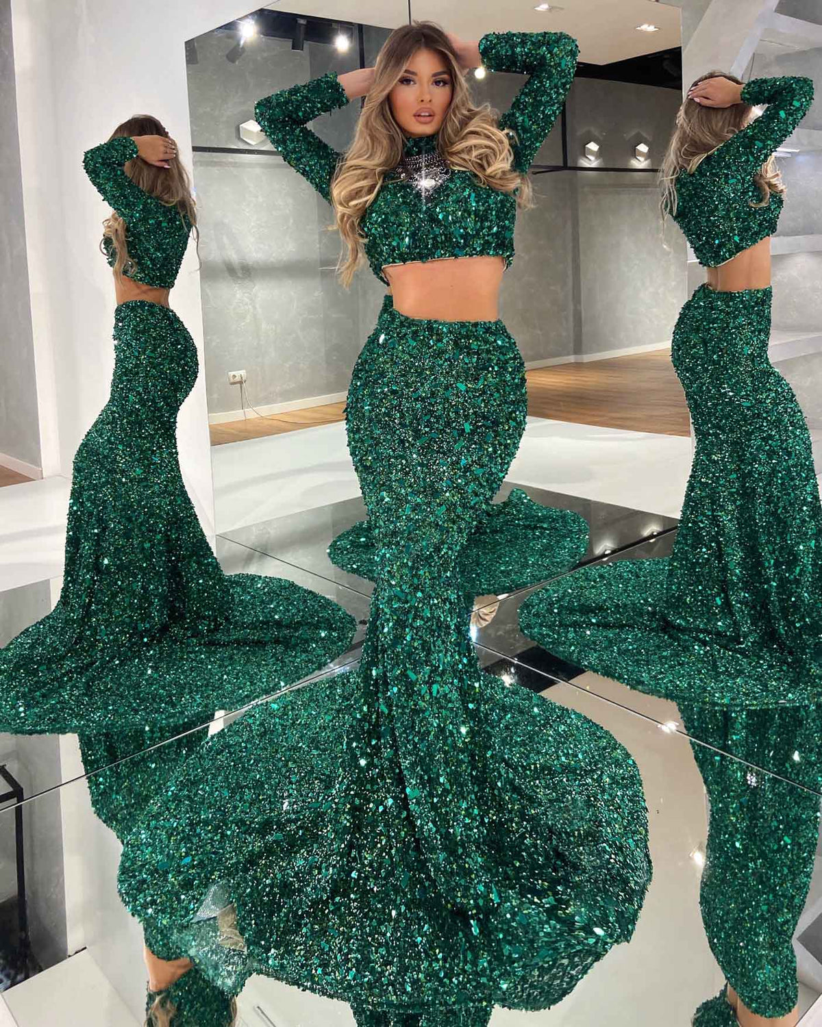 Two-Piece Green Dress