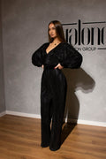 Deep V Neckline Black Jumpsuit