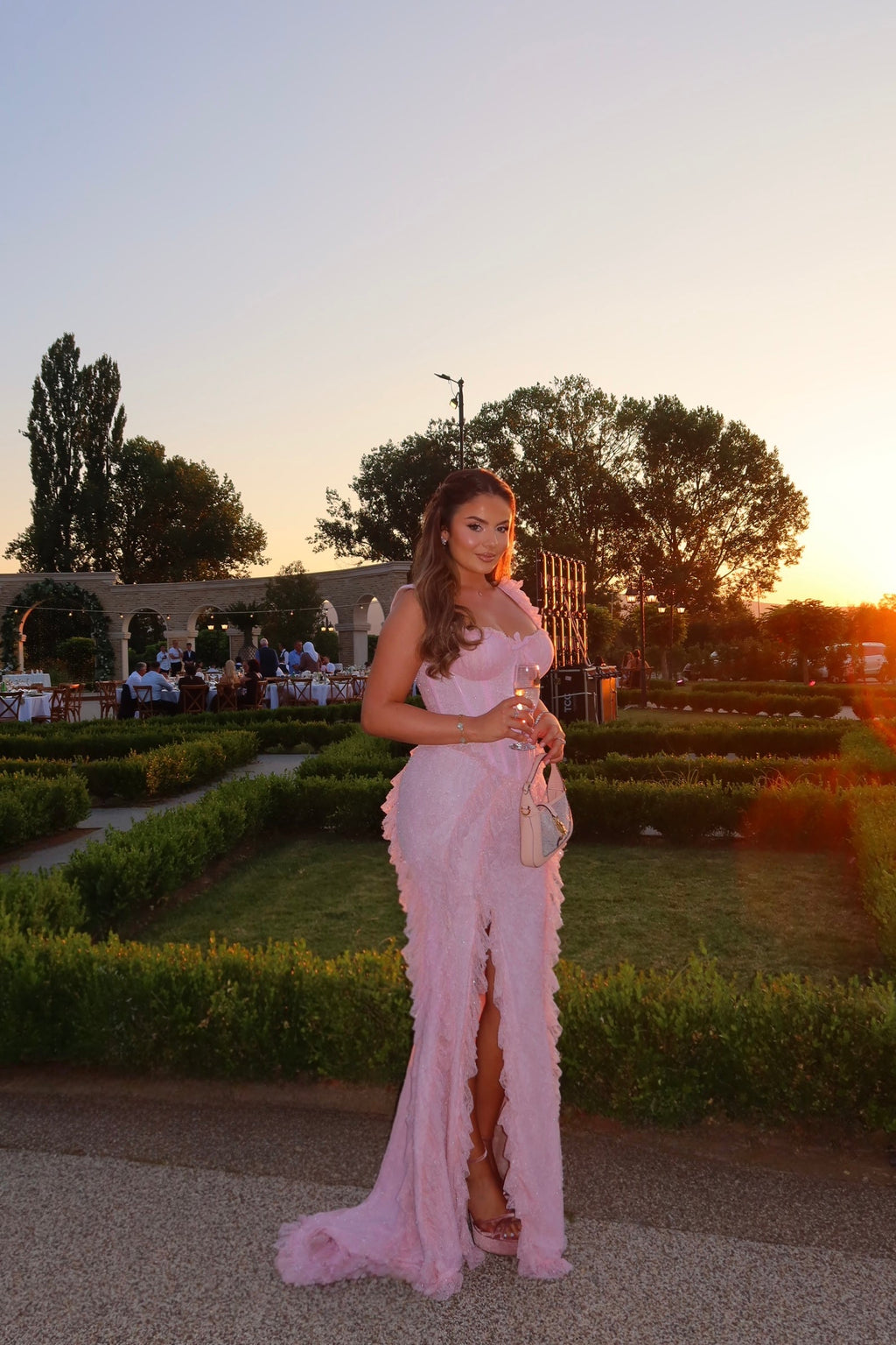 Anita - Ruffle Slit Gown