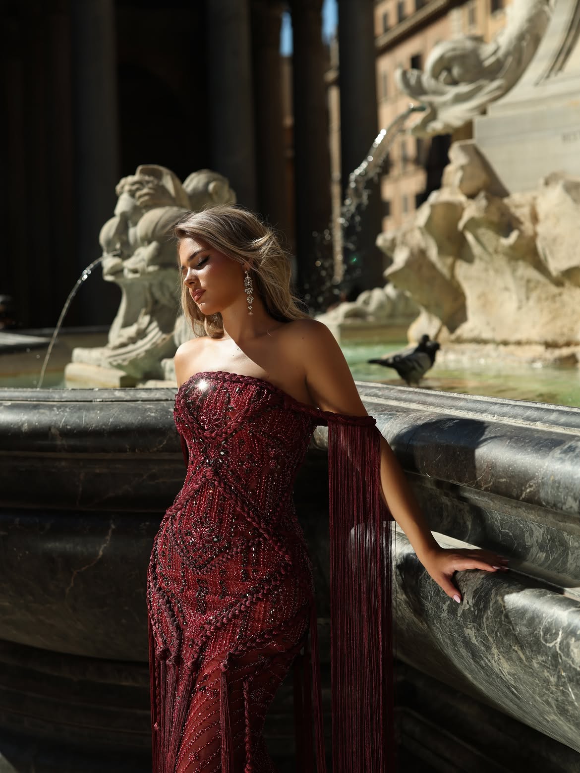 Fiorella Beaded Fringe Gown – Vellure Couture