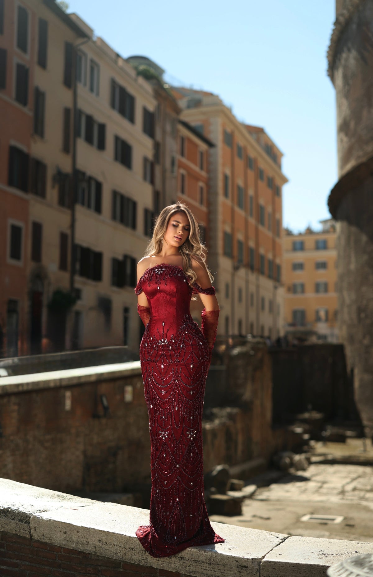 Giulietta Beaded Drape Fitted Dress – Vellure Couture
