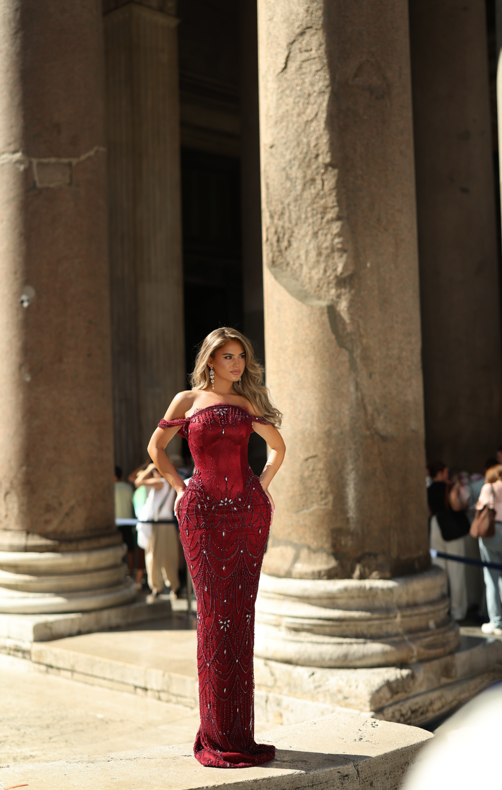 Giulietta Beaded Drape Fitted Dress – Vellure Couture