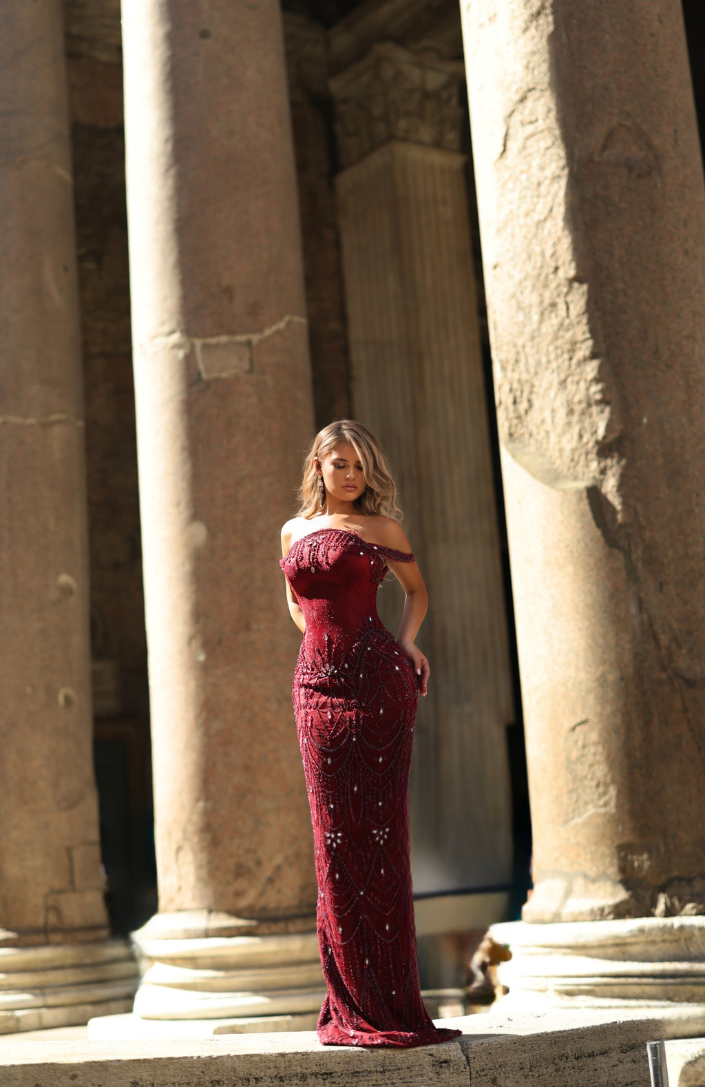 Giulietta Beaded Drape Fitted Dress – Vellure Couture