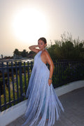 Melina - Halter Fringe Maxi Gown