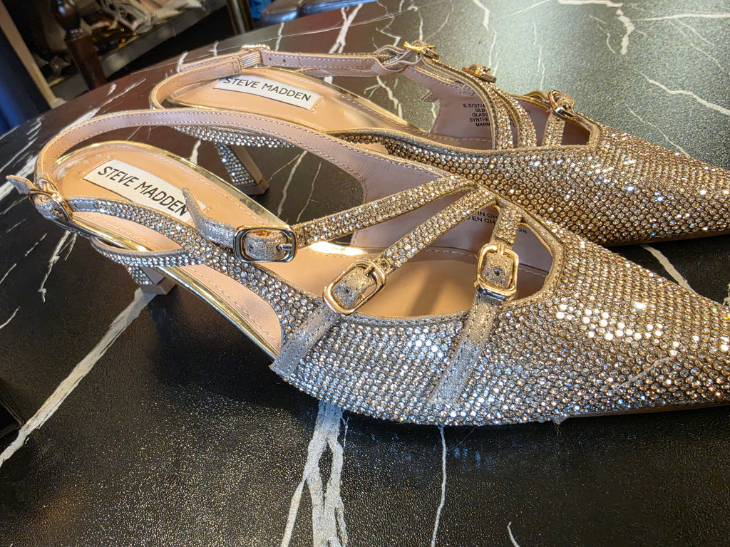 Steve Madden Crystal Embellished Slingback Heels | Luxury Footwear | Vellure Couture