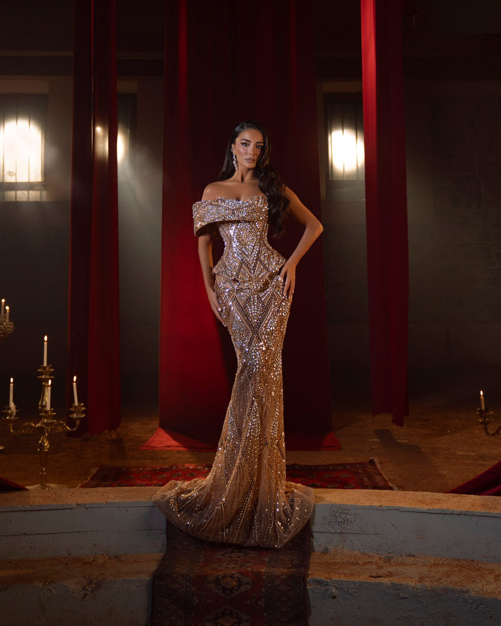 Tessa Crystal Off Shoulder Gown – Vellure Couture