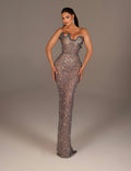 Eda - Strapless Scalloped Sequin Gown