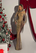 Elvionne - Gold Fringe Corset Gown