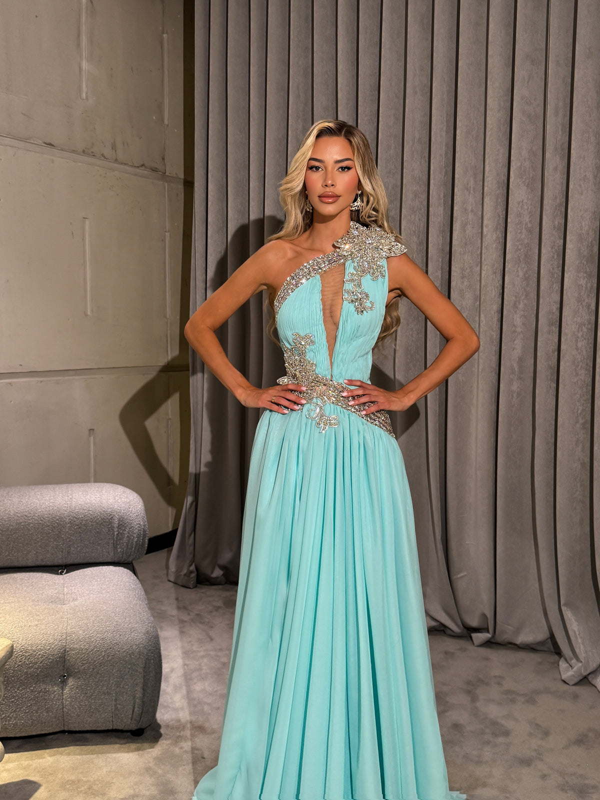 Thalassa - One shoulder embellished gown
