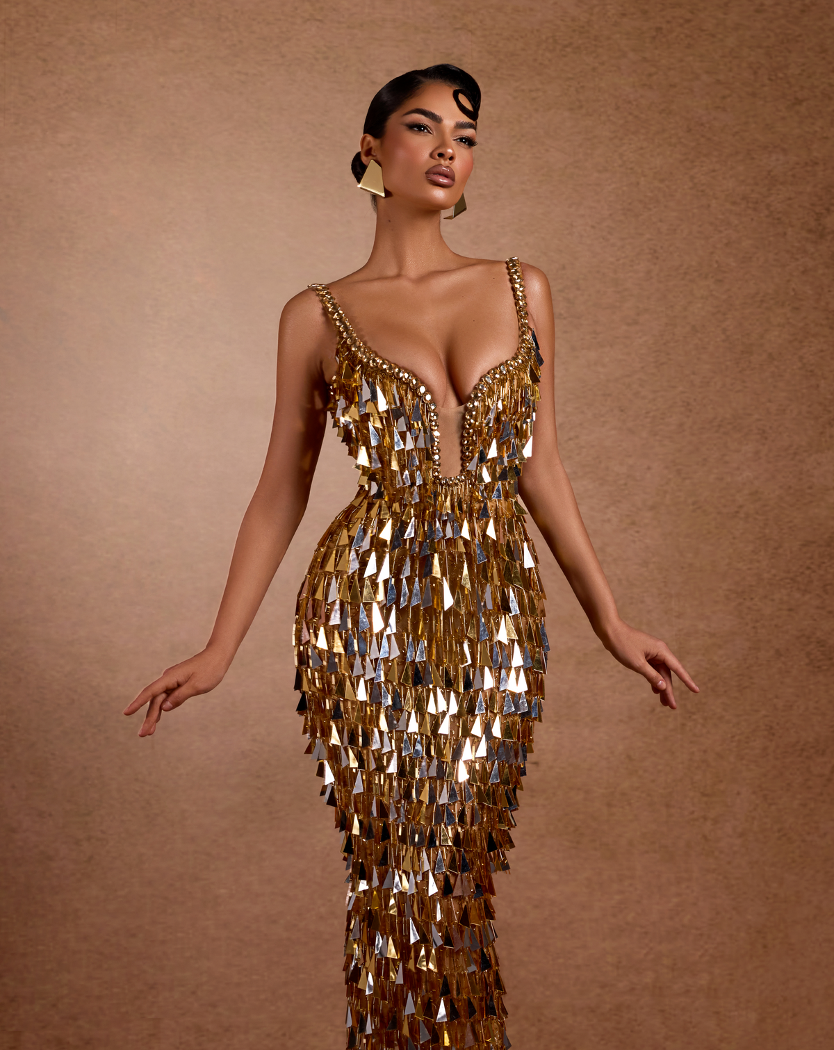 Golden Throne Plunge Gown