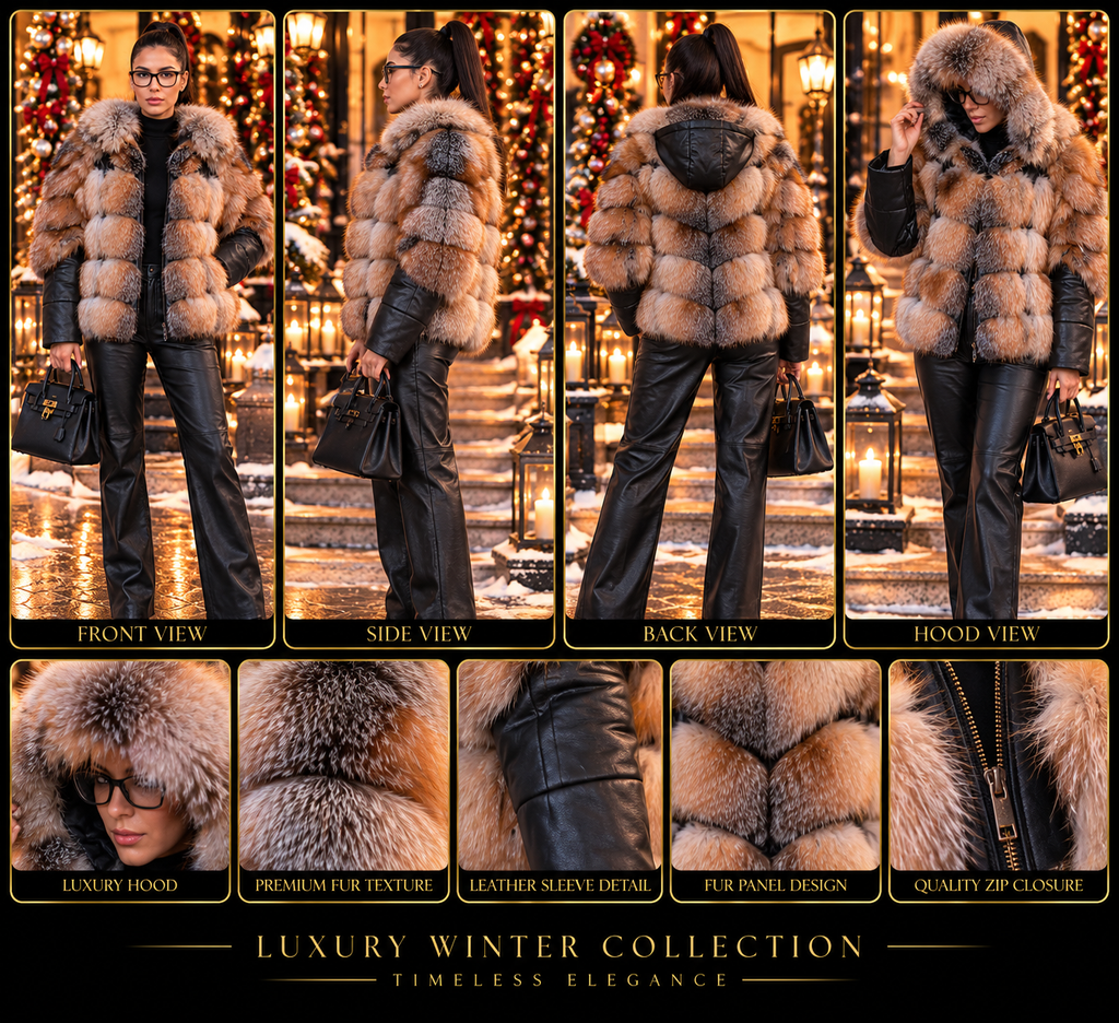 Vellure Couture multitone fur jacket detail collage