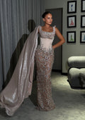Vèrona - Embroidered Illusion Cape Gown