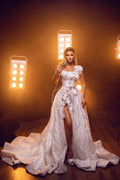 3D Floral Embroidered One Shoulder Bridal Gown